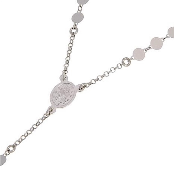NEW Italian Sterling Silver Rosary Necklace - Picture 4 of 7